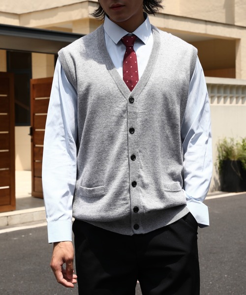 Cloudstyle（クラウドスタイル）の「【Cloudstyle】BIZニット ニットジレ（ベスト・メンズ・ライトグレー/ダークグレー/ブラウン/ネイビー/グレー・XX-LARGE/MEDIUM/X-LARGE/LARGE）」の6枚目の写真