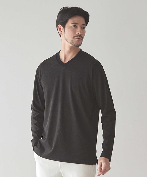 UNION STATION(ユニオンステーション)の「<UNION STATION by MEN'S BIGI>ジオメトリックパターン VネックロンT(Tシャツ/カットソー・メンズ・ホワイト/ブラック・XL/L/M/S)」の10枚目の写真