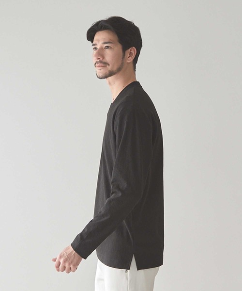 UNION STATION(ユニオンステーション)の「<UNION STATION by MEN'S BIGI>ジオメトリックパターン VネックロンT(Tシャツ/カットソー・メンズ・ホワイト/ブラック・XL/L/M/S)」の11枚目の写真