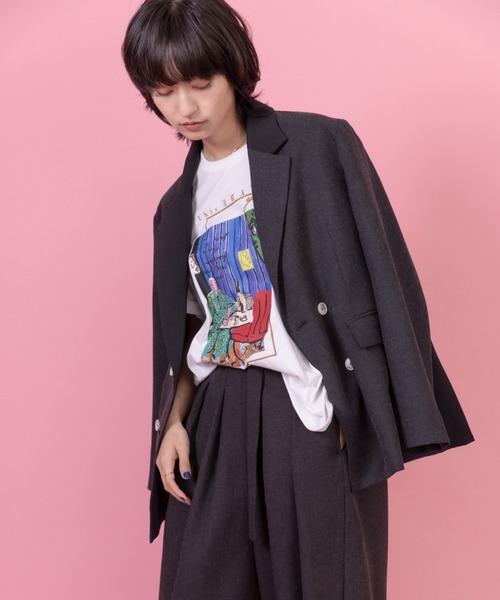 Eimee Law（エイミーロウ）の「アートプリント スリットTシャツ（Tシャツ/カットソー・レディース・ダークネイビー/ライトグリーン/オフホワイト/ライトグレー・FREE）」の16枚目の写真