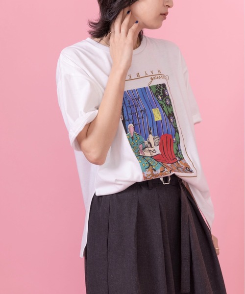 Eimee Law（エイミーロウ）の「アートプリント スリットTシャツ（Tシャツ/カットソー・レディース・ダークネイビー/ライトグリーン/オフホワイト/ライトグレー・FREE）」の11枚目の写真
