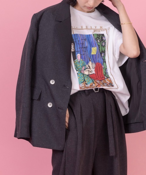 Eimee Law（エイミーロウ）の「アートプリント スリットTシャツ（Tシャツ/カットソー・レディース・ダークネイビー/ライトグリーン/オフホワイト/ライトグレー・FREE）」の17枚目の写真
