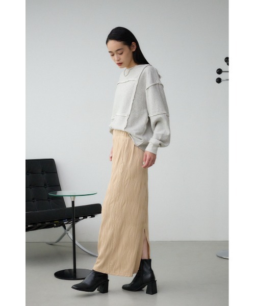 AZUL by moussy(アズールバイマウジー)の「変形リブカットソータイトスカート デザインスカート 秋服 春服 夏服 カジュアル ウエストゴム デザインスカート モード ロングスカート(スカート・レディース・ライトベージュ/イエロー/オフホワイト/ブラック・FREE)」の11枚目の写真