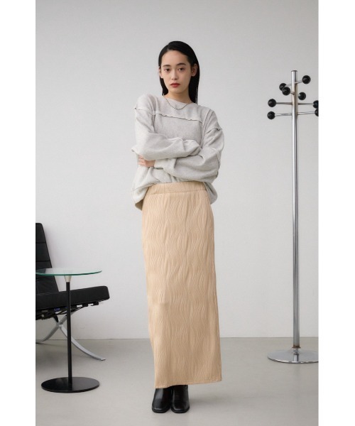 AZUL by moussy(アズールバイマウジー)の「変形リブカットソータイトスカート デザインスカート 秋服 春服 夏服 カジュアル ウエストゴム デザインスカート モード ロングスカート(スカート・レディース・ライトベージュ/イエロー/オフホワイト/ブラック・FREE)」の12枚目の写真