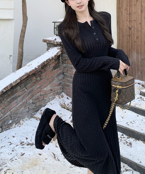 セール】裏毛付きニットワンピース（ワンピース）｜MAISON DE THERESE