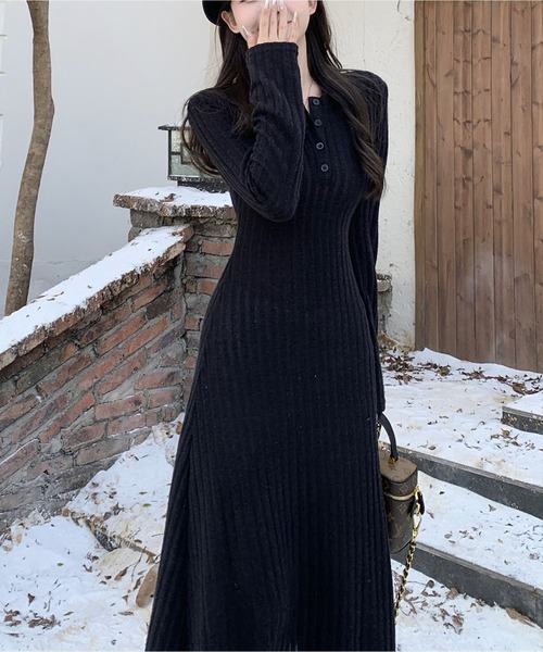 MAISON DE THERESE(メゾン ド テレーズ)の「裏毛付きニットワンピース(ワンピース・レディース・ベージュ/ブラック/グレー・S/M/L)」の5枚目の写真
