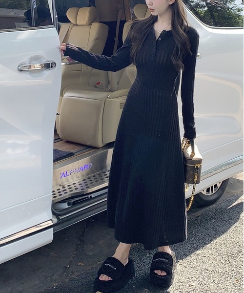 MAISON DE THERESE(メゾン ド テレーズ)の「裏毛付きニットワンピース(ワンピース・レディース・ベージュ/ブラック/グレー・S/M/L)」の7枚目の写真