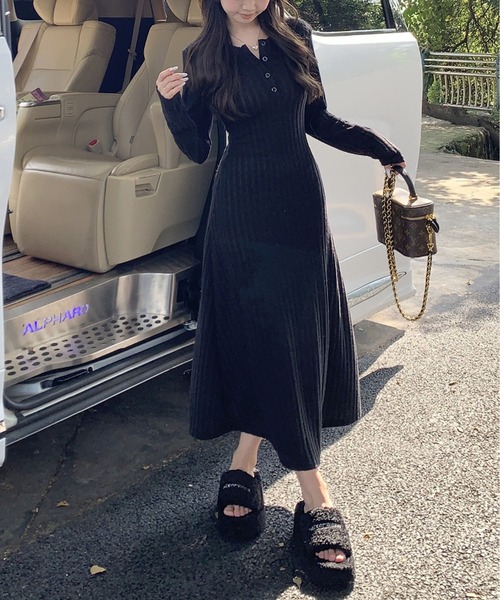 セール】裏毛付きニットワンピース（ワンピース）｜MAISON DE THERESE