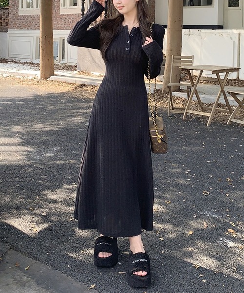 MAISON DE THERESE(メゾン ド テレーズ)の「裏毛付きニットワンピース(ワンピース・レディース・ベージュ/ブラック/グレー・S/M/L)」の13枚目の写真