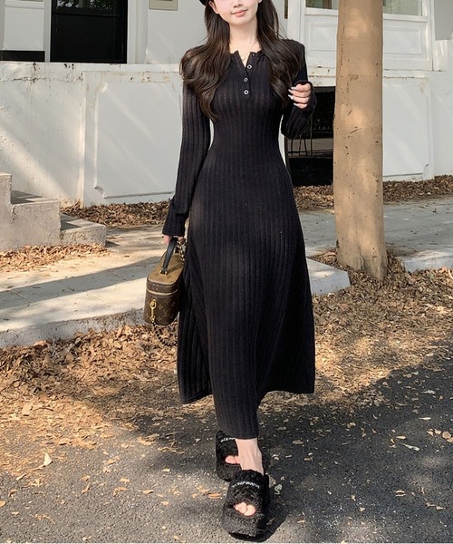 セール】裏毛付きニットワンピース（ワンピース）｜MAISON DE THERESE