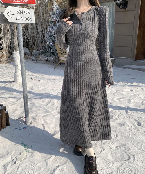 MAISON DE THERESE(メゾン ド テレーズ)の「裏毛付きニットワンピース(ワンピース・レディース・ベージュ/ブラック/グレー・S/M/L)」の15枚目の写真