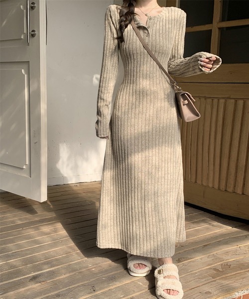 MAISON DE THERESE(メゾン ド テレーズ)の「裏毛付きニットワンピース(ワンピース・レディース・ベージュ/ブラック/グレー・S/M/L)」の19枚目の写真