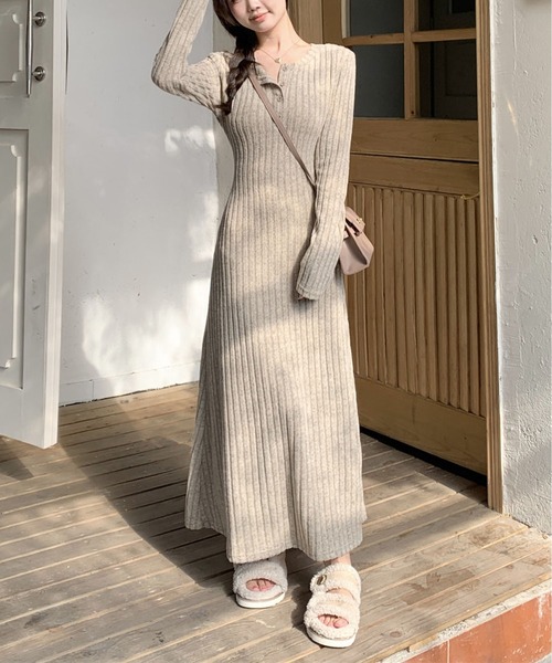 MAISON DE THERESE(メゾン ド テレーズ)の「裏毛付きニットワンピース(ワンピース・レディース・ベージュ/ブラック/グレー・S/M/L)」の20枚目の写真