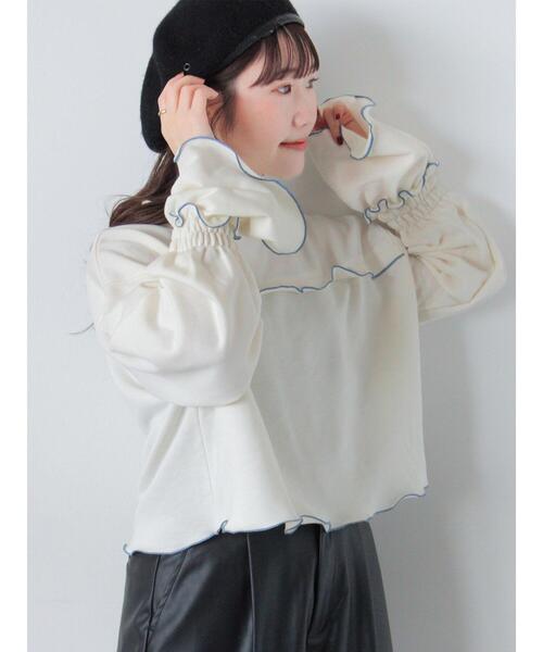 ehka sopo(エヘカソポ)の「◎メロー配色スウェット(Tシャツ/カットソー・レディース・ブラック/ラベンダー/キナリ/グレー・F)」の2枚目の写真