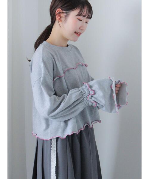 ehka sopo(エヘカソポ)の「◎メロー配色スウェット(Tシャツ/カットソー・レディース・ブラック/ラベンダー/キナリ/グレー・F)」の22枚目の写真