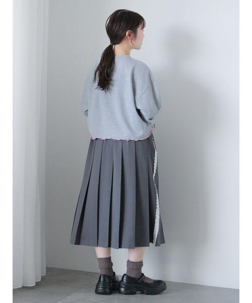 ehka sopo(エヘカソポ)の「◎メロー配色スウェット(Tシャツ/カットソー・レディース・ブラック/ラベンダー/キナリ/グレー・F)」の16枚目の写真