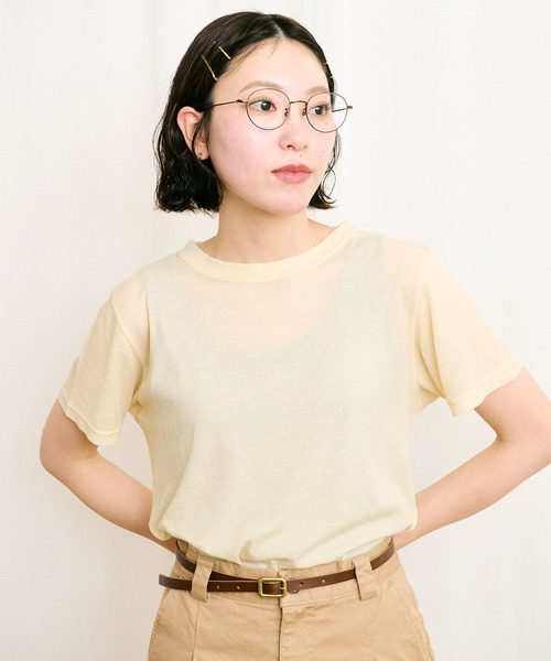 fig London(フィグロンドン)の「mousse short sleeve(Tシャツ/カットソー・レディース・イエロー/ダークブラウン/ピンク・FREE)」の2枚目の写真