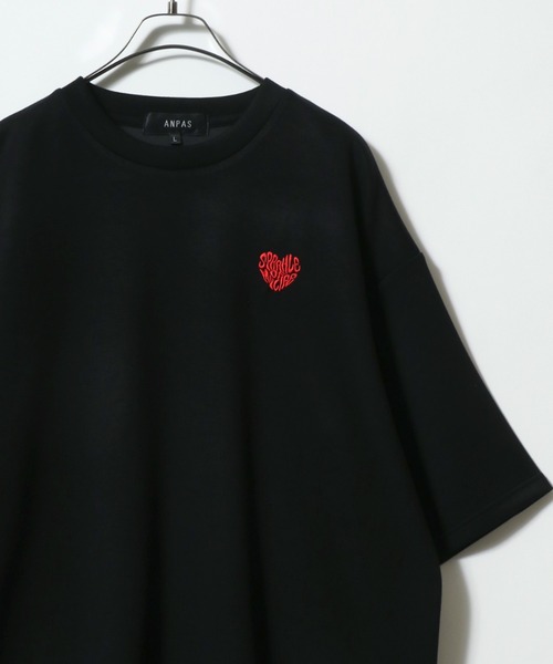 ANPAS(アンパス)の「ANPAS Ponte Fabric Heart Logo Embroidery Oversized T-Shirt/ANPAS 別注 ポンチ ハートロゴ 猫 ワンポイント刺繍 接触冷感 オーバーサイズ Tシャツ(Tシャツ/カットソー・メンズ・ホワイト系その他/ブラック系その他/ブラック系その他4/ブラック系その他5/ブラック系その他6/ホワイト系その他2/ホワイト系その他3/ホワイト系その他4/ホワイト系その他5/ホワイト系その他6/ブラック系その他2/ブラック系その他3・M/L)」の7枚目の写真