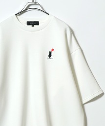 ANPAS Ponte Fabric Heart Logo Embroidery Oversized T-Shirt/ANPAS 別注 ポンチ ハートロゴ 猫 ワンポイント刺繍 接触冷感 オーバーサイズ Tシャツ