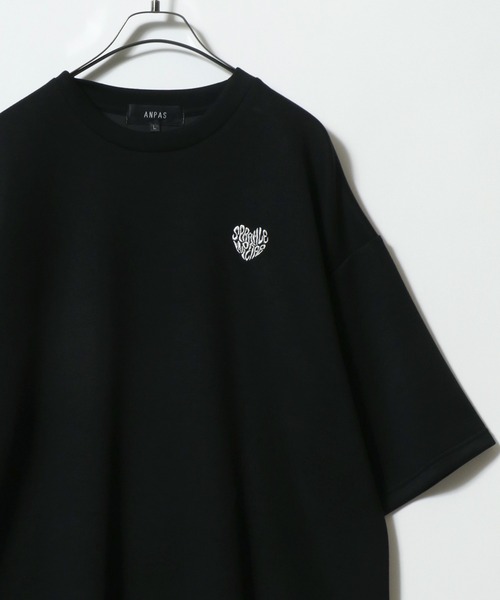 ANPAS(アンパス)の「ANPAS Ponte Fabric Heart Logo Embroidery Oversized T-Shirt/ANPAS 別注 ポンチ ハートロゴ 猫 ワンポイント刺繍 接触冷感 オーバーサイズ Tシャツ(Tシャツ/カットソー・メンズ・ホワイト系その他/ブラック系その他/ブラック系その他4/ブラック系その他5/ブラック系その他6/ホワイト系その他2/ホワイト系その他3/ホワイト系その他4/ホワイト系その他5/ホワイト系その他6/ブラック系その他2/ブラック系その他3・M/L)」の8枚目の写真