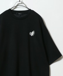ANPAS Ponte Fabric Heart Logo Embroidery Oversized T-Shirt/ANPAS 別注 ポンチ ハートロゴ 猫 ワンポイント刺繍 接触冷感 オーバーサイズ Tシャツ