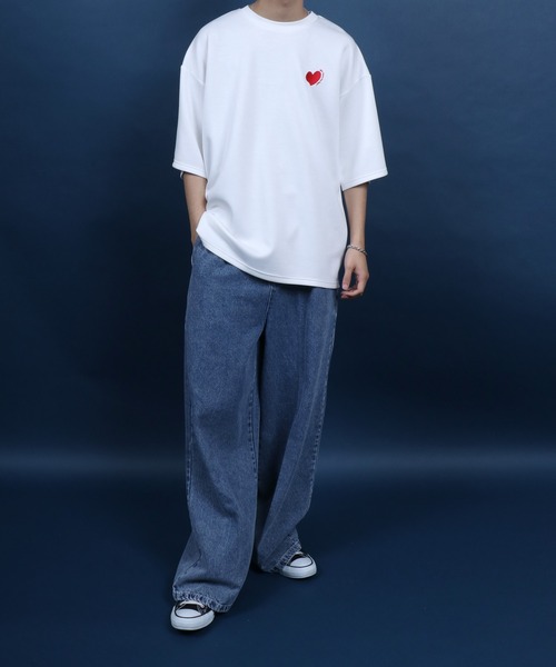 ANPAS(アンパス)の「ANPAS Ponte Fabric Heart Logo Embroidery Oversized T-Shirt/ANPAS 別注 ポンチ ハートロゴ 猫 ワンポイント刺繍 接触冷感 オーバーサイズ Tシャツ(Tシャツ/カットソー・メンズ・ホワイト系その他/ブラック系その他/ブラック系その他4/ブラック系その他5/ブラック系その他6/ホワイト系その他2/ホワイト系その他3/ホワイト系その他4/ホワイト系その他5/ホワイト系その他6/ブラック系その他2/ブラック系その他3・M/L)」の22枚目の写真