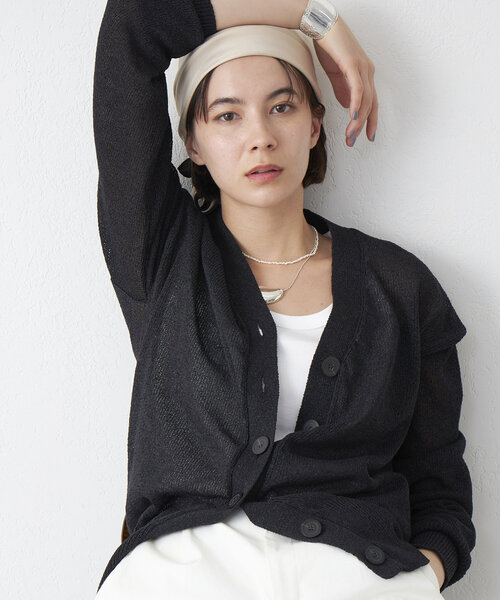 極美品◎25SS Whim Gazette ペーパーヤーンカーディガン 黒 極美品◎25SS Whim Gazette ペーパーヤーンカーディガン 黒