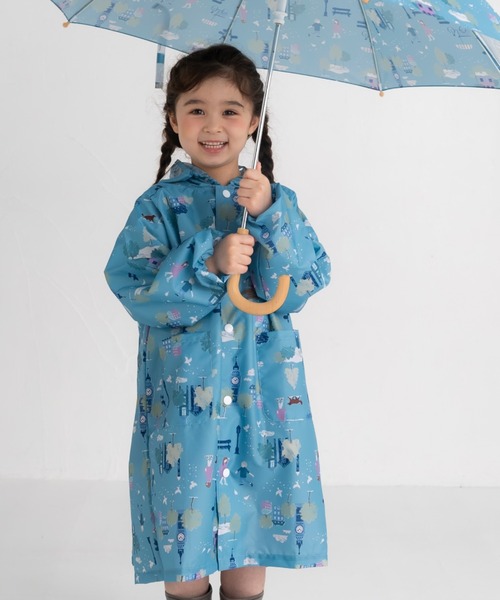 FABHUG （ファブハグ）の「【収納巾着袋付き】タウンレインコート（レインコート/ポンチョ・キッズ・ブルー/ネイビー・110cm/120cm/100cm/130cm/140cm）」の2枚目の写真