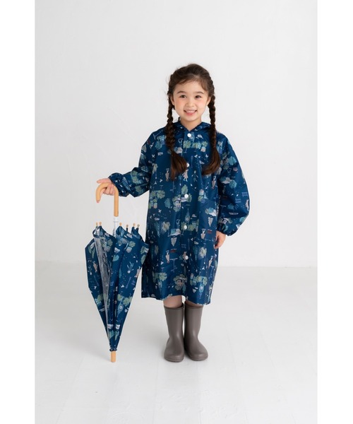 FABHUG （ファブハグ）の「【収納巾着袋付き】タウンレインコート（レインコート/ポンチョ・キッズ・ブルー/ネイビー・110cm/120cm/100cm/130cm/140cm）」の5枚目の写真