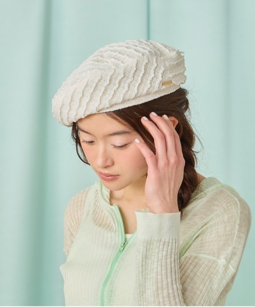 kaorinomori（カオリノモリ）の「kaorinomori ナチュベレー ショア / カオリノモリ（ハンチング/ベレー帽・レディース・ホワイト/ピンク/ライトグリーン・M/57.5cm）」の12枚目の写真