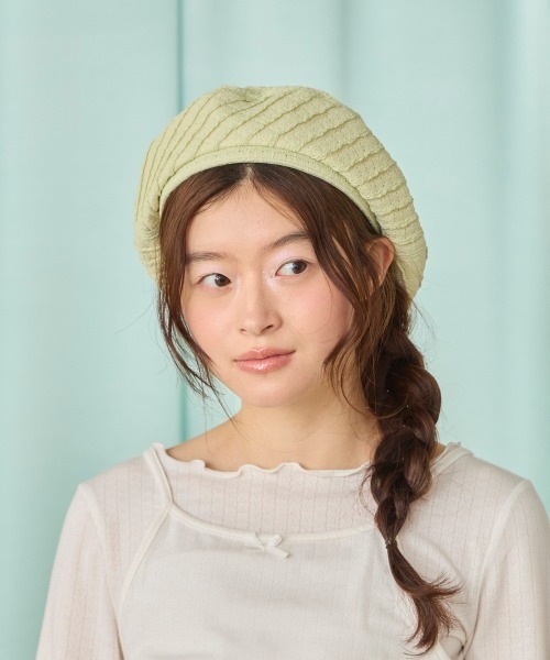 kaorinomori（カオリノモリ）の「kaorinomori ナチュベレー ショア / カオリノモリ（ハンチング/ベレー帽・レディース・ホワイト/ピンク/ライトグリーン・M/57.5cm）」の16枚目の写真