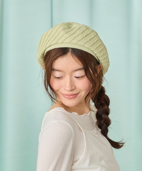 kaorinomori（カオリノモリ）の「kaorinomori ナチュベレー ショア / カオリノモリ（ハンチング/ベレー帽・レディース・ホワイト/ピンク/ライトグリーン・M/57.5cm）」の17枚目の写真