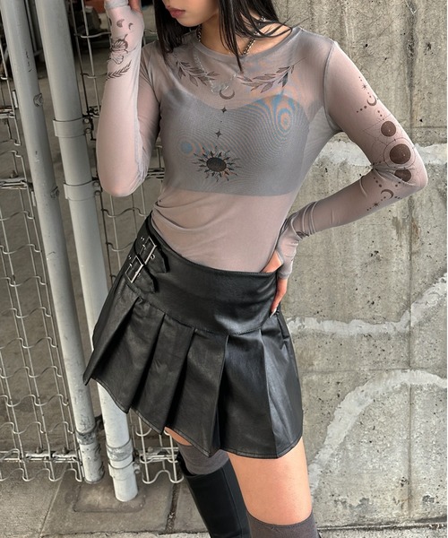 LVEU.(ラブユ.)の「【LVEU.】タトゥーシアートップス / トップス シアー ストレッチ タトゥー 月 太陽 蛇 バラ ローズ レイヤード インナー グレー BEIGE(Tシャツ/カットソー・レディース・ベージュ/ベージュ系その他/グレー/グレー系その他・FREE)」の18枚目の写真