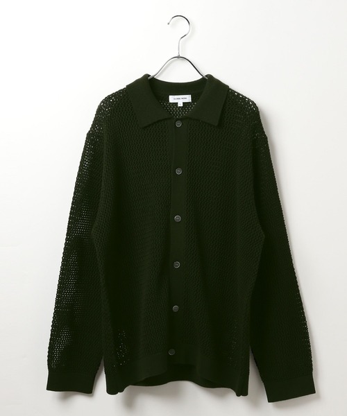 GLOBAL WORK（グローバルワーク）の「透かし編みポロカーディガン/CLEAN MODE/306724（カーディガン/ボレロ・メンズ・カーキ/アイボリー・SMALL/MEDIUM/LARGE）」の10枚目の写真