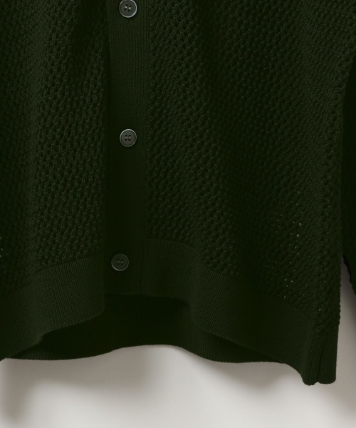 GLOBAL WORK（グローバルワーク）の「透かし編みポロカーディガン/CLEAN MODE/306724（カーディガン/ボレロ・メンズ・カーキ/アイボリー・SMALL/MEDIUM/LARGE）」の8枚目の写真