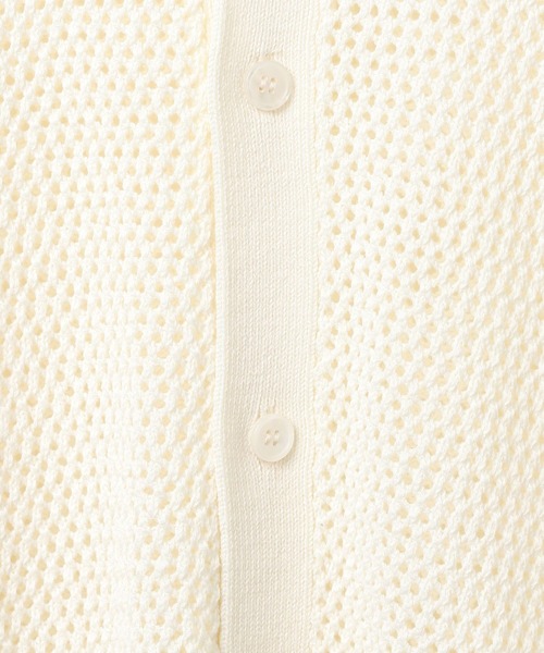 GLOBAL WORK（グローバルワーク）の「透かし編みポロカーディガン/CLEAN MODE/306724（カーディガン/ボレロ・メンズ・カーキ/アイボリー・SMALL/MEDIUM/LARGE）」の4枚目の写真