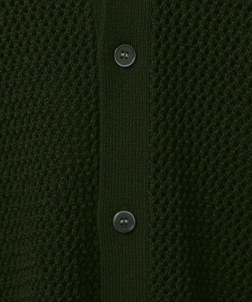 GLOBAL WORK（グローバルワーク）の「透かし編みポロカーディガン/CLEAN MODE/306724（カーディガン/ボレロ・メンズ・カーキ/アイボリー・SMALL/MEDIUM/LARGE）」の3枚目の写真