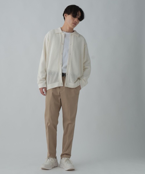 GLOBAL WORK（グローバルワーク）の「透かし編みポロカーディガン/CLEAN MODE/306724（カーディガン/ボレロ・メンズ・カーキ/アイボリー・SMALL/MEDIUM/LARGE）」の11枚目の写真