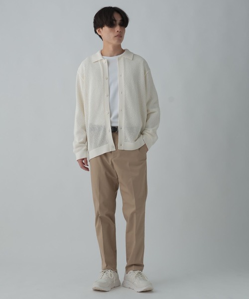 GLOBAL WORK（グローバルワーク）の「透かし編みポロカーディガン/CLEAN MODE/306724（カーディガン/ボレロ・メンズ・カーキ/アイボリー・SMALL/MEDIUM/LARGE）」の12枚目の写真