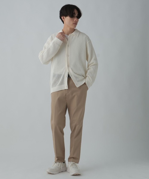 GLOBAL WORK（グローバルワーク）の「透かし編みポロカーディガン/CLEAN MODE/306724（カーディガン/ボレロ・メンズ・カーキ/アイボリー・SMALL/MEDIUM/LARGE）」の14枚目の写真
