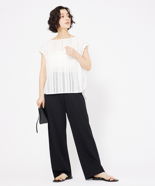 qualite（カリテ）の「レーヨンストレッチストレートパンツ（その他パンツ・レディース・ブラック/グリーン・38/36）」の10枚目の写真