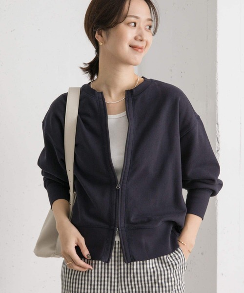 URBAN RESEARCH DOORS（アーバンリサーチドアーズ）の「『一部WEB限定カラー』コットンスウェットZIPカーディガン（カーディガン/ボレロ・レディース・ネイビー/グレー/オフホワイト/ミント・MEDIUM）」の4枚目の写真