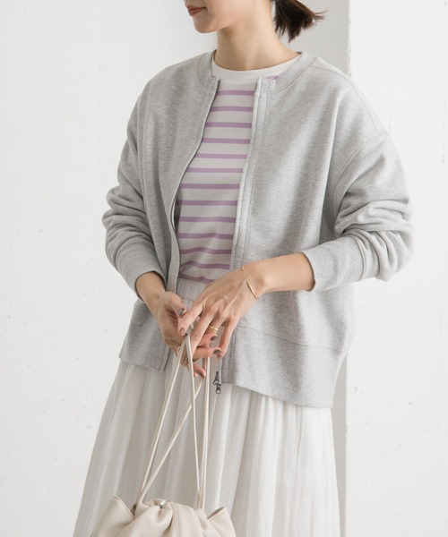 URBAN RESEARCH DOORS（アーバンリサーチドアーズ）の「『一部WEB限定カラー』コットンスウェットZIPカーディガン（カーディガン/ボレロ・レディース・ネイビー/グレー/オフホワイト/ミント・MEDIUM）」の19枚目の写真
