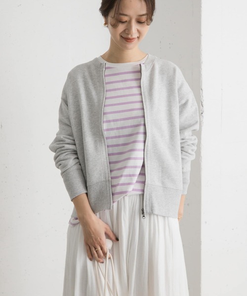 URBAN RESEARCH DOORS（アーバンリサーチドアーズ）の「『一部WEB限定カラー』コットンスウェットZIPカーディガン（カーディガン/ボレロ・レディース・ネイビー/グレー/オフホワイト/ミント・MEDIUM）」の20枚目の写真