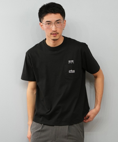 Manhattan Portage(マンハッタンポーテージ)の「【ユニセックス】Manhattan Portage/マンハッタンポーテージ ポケット付Tシャツ/オーバーサイズ MP-M611(Tシャツ/カットソー・メンズ・ホワイト/ブラック・M/L/XL)」の2枚目の写真