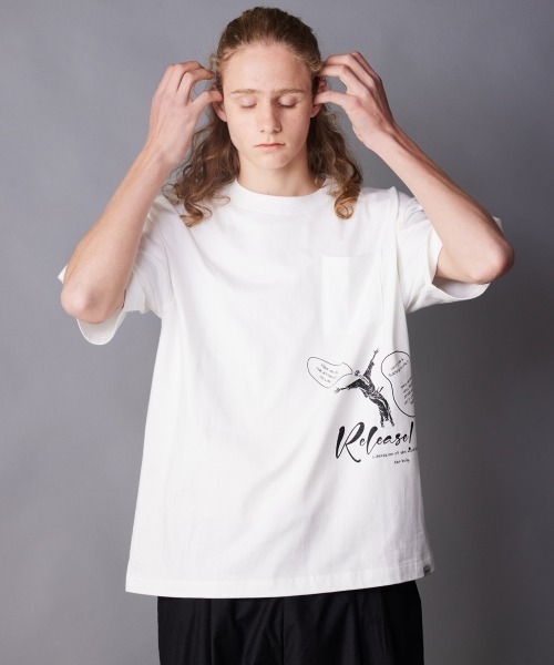 rehacer（レアセル）の「rehacer : Release Relax Fit T-shirt / リリース リラックス フィット Tシャツ（Tシャツ/カットソー・メンズ・ブラック/ホワイト・SMALL/MEDIUM/LARGE/X-LARGE）」の4枚目の写真