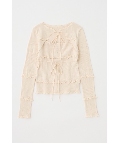 MOUSSY（マウジー）の「BOW DESIGN ニットトップス（ニット/セーター・レディース・ホワイト/ネイビー/ライトイエロー・FREE）」の22枚目の写真