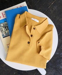 ニットポロシャツ」に該当するイエロー/黄色系のファッション