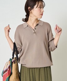 user_abeaa19e　古着　ポロシャツ レトロ　ニット　ベージュ 古着 70年代 KENNINGTON オープンカラー ベロア 半袖 ポロシャツ