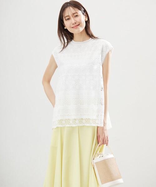 組曲(クミキョク)の「ラッセルレース ブラウス(Tシャツ/カットソー・レディース・アイボリー系/サックスブルー系/ブラック系・2/3)」の17枚目の写真